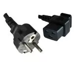 Kabel sieciowy CEE 7/7 do C19 90°, 1mm², VDE, czarny, długość 1,80m